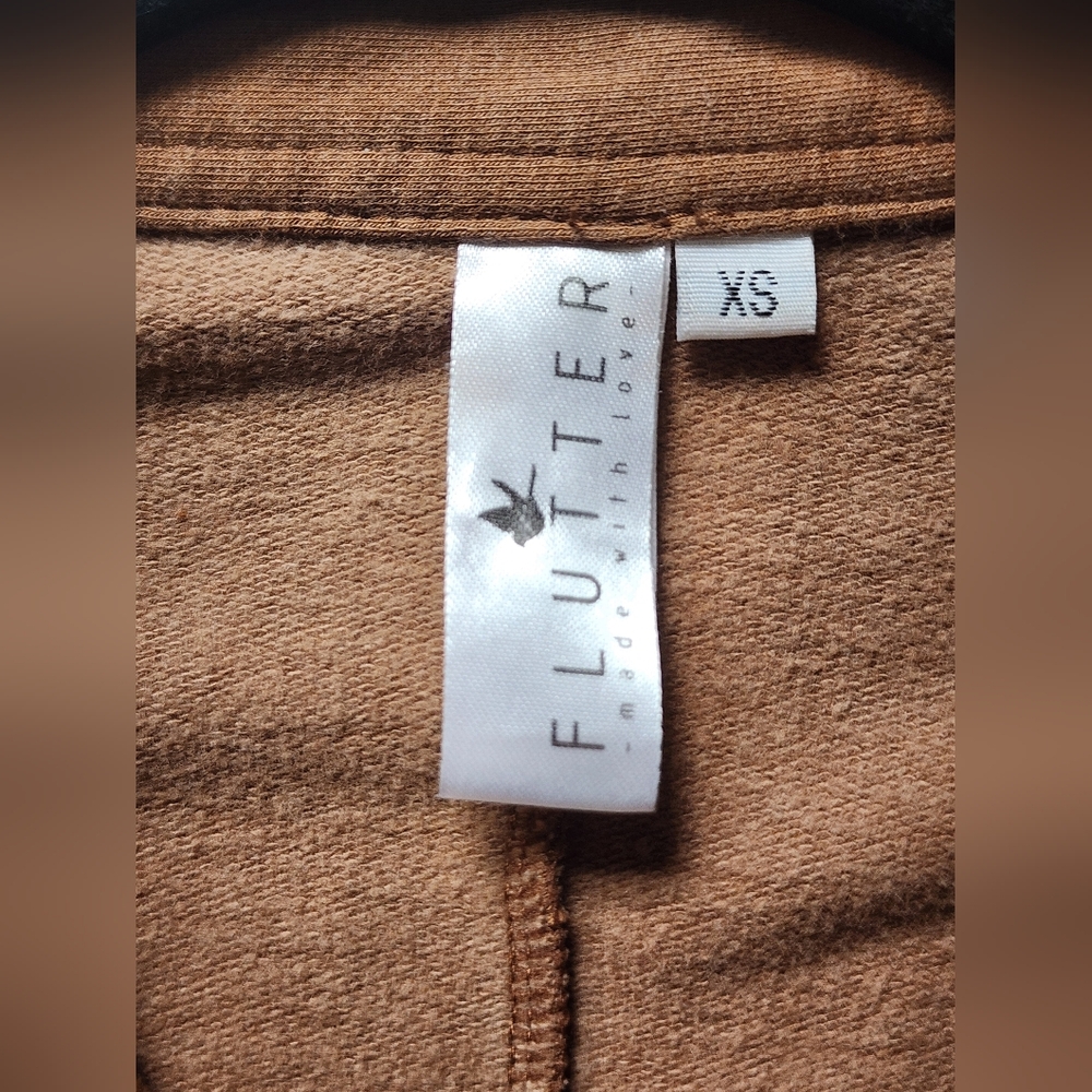 FLUTTER bamboo jacket, button up, brown/black, size XS - Picture 6 of 8